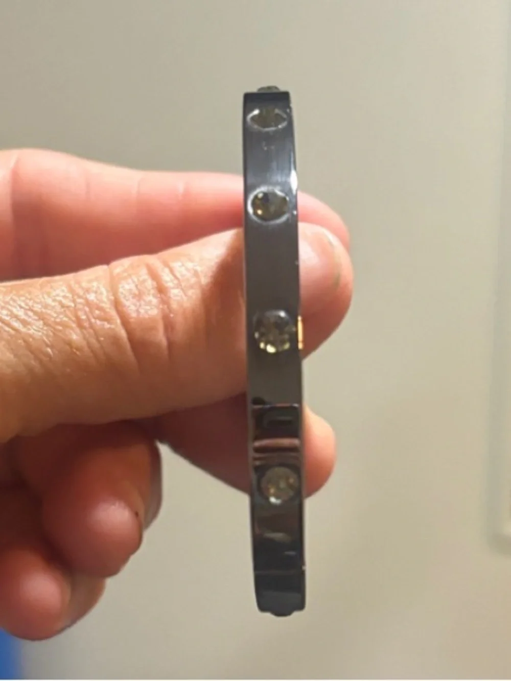 Park Lane Hematite “Jewel” Bangle Bracelet with Crystal Accents